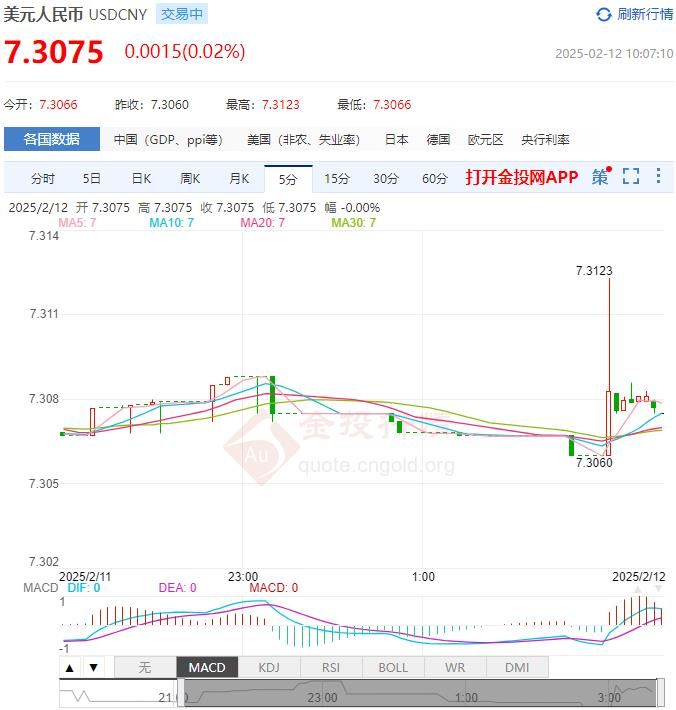 2月12日人民币对美元中间价报7.1710 较前一交易日上调6个基点